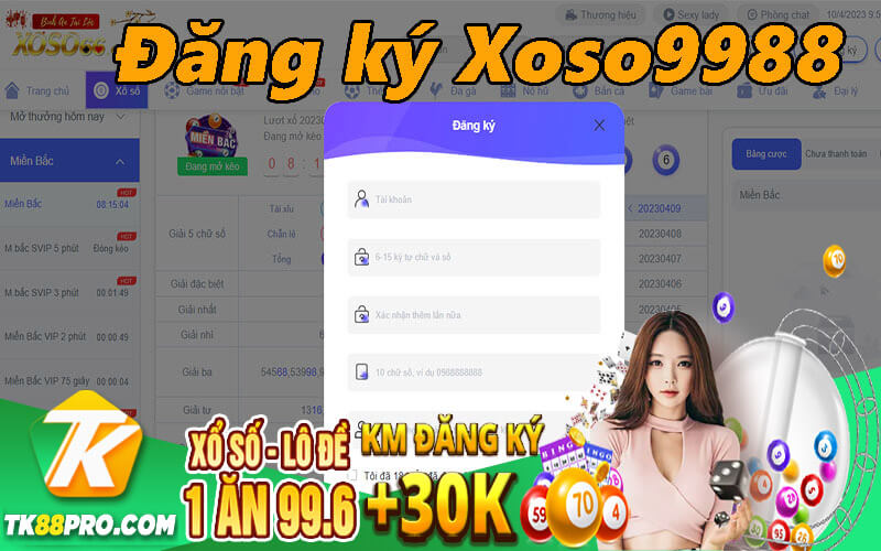 Hướng dẫn đăng ký tài khoản Xoso9988. com